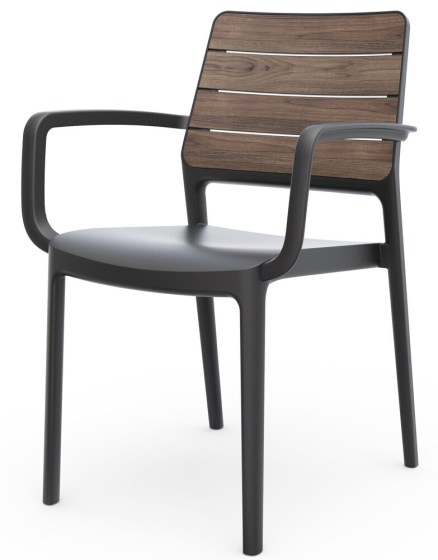 DECO PORTO křeslo s područkami - walnut/grafit