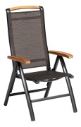 MEMPHIS TEAK polohovac&iacute;, hlin&iacute;kov&eacute; křeslo s teakov&yacute;mi područkami - antracit / bronzov&aacute;