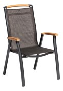 MEMPHIS TEAK stohovateln&eacute;, hlin&iacute;kov&eacute; křeslo s teakov&yacute;mi područkami - antracit / bronzov&aacute;