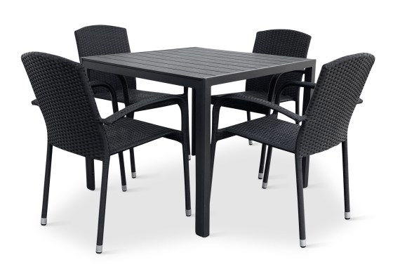 N&aacute;bytek Texim Ratanov&yacute; n&aacute;bytek - stůl Viking M + 4x židle ROMA