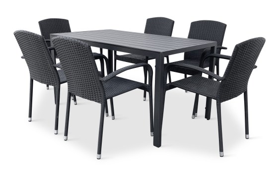 N&aacute;bytek Texim N&aacute;bytek na zahradu ratan - stůl VIKING L + 6x židle ROMA