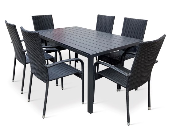 N&aacute;bytek Texim Ratanov&yacute; n&aacute;bytek - stůl Viking L + 6x židle PARIS
