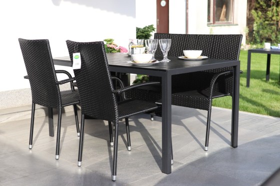 N&aacute;bytek Texim Zahradn&iacute; set ratan - stůl Viking L + 2x židle a 1x lavice PARIS
