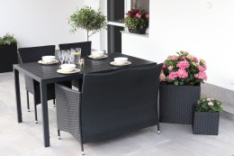 N&aacute;bytek Texim Set Viking L + 2x čern&eacute; křeslo BALI antracit + 1x Bali ratan lavice
