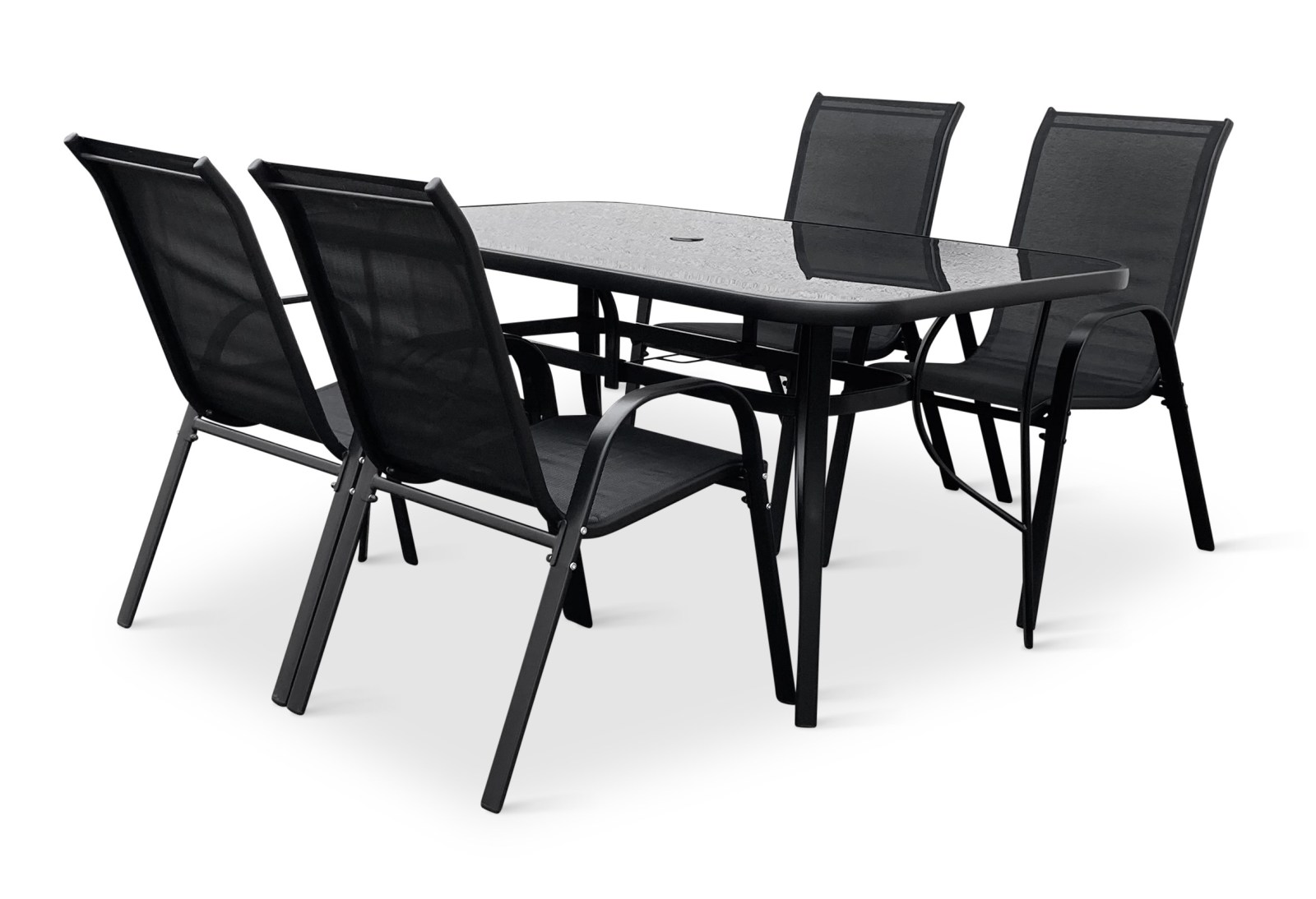 N&aacute;bytek Texim Zahradn&iacute; j&iacute;deln&iacute; set Klaudie čern&yacute; + 4x židle RAMADA