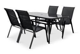 N&aacute;bytek Texim Zahradn&iacute; j&iacute;deln&iacute; set Klaudie čern&yacute; + 4x židle RAMADA