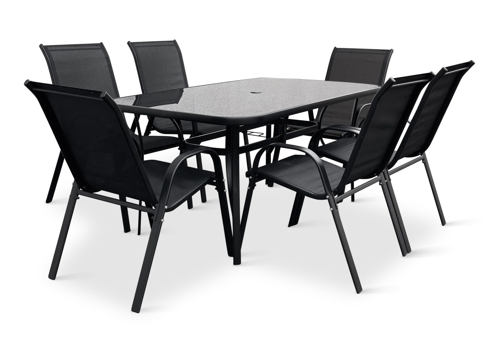 N&aacute;bytek Texim Zahradn&iacute; j&iacute;deln&iacute; set Klaudie čern&yacute; + 6x židle RAMADA