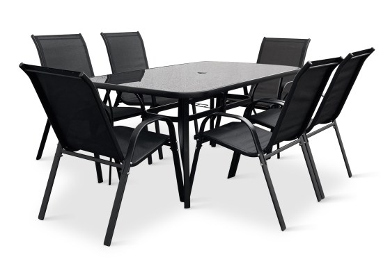 N&aacute;bytek Texim Zahradn&iacute; j&iacute;deln&iacute; set Klaudie čern&yacute; + 6x židle RAMADA