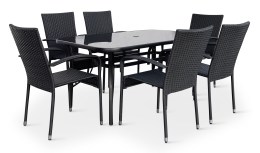 N&aacute;bytek Texim Zahradn&iacute; j&iacute;deln&iacute; set Klaudie čern&yacute; + 6x židle PARIS KD