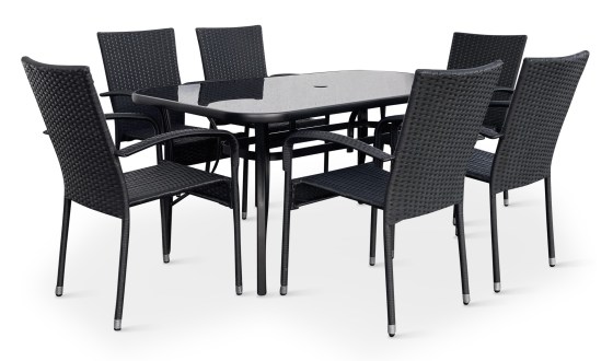 N&aacute;bytek Texim Zahradn&iacute; j&iacute;deln&iacute; set Klaudie čern&yacute; + 6x židle PARIS KD