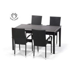 N&aacute;bytek Texim N&aacute;bytek na zahradu ratan - stůl VIKING L + 4x židle PARIS