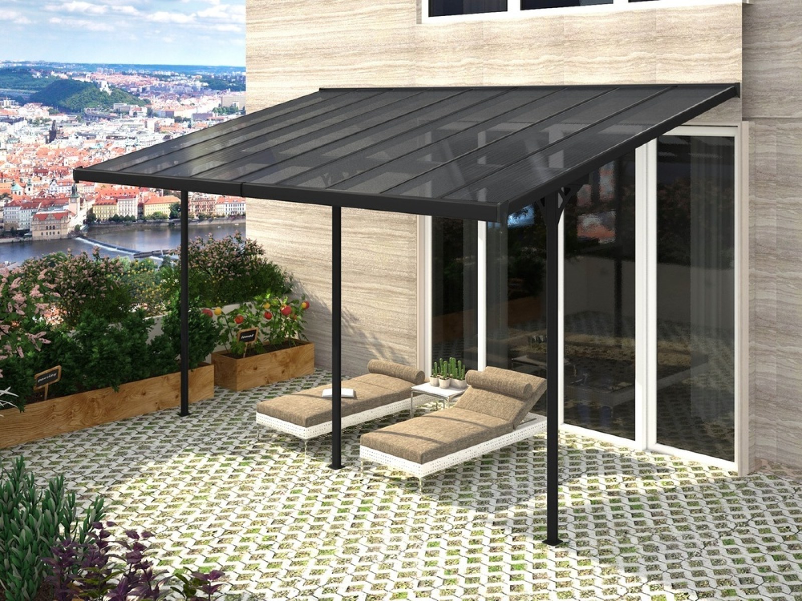 BRUCE H pergola - &Scaron;ED&Yacute; polykarbon&aacute;t