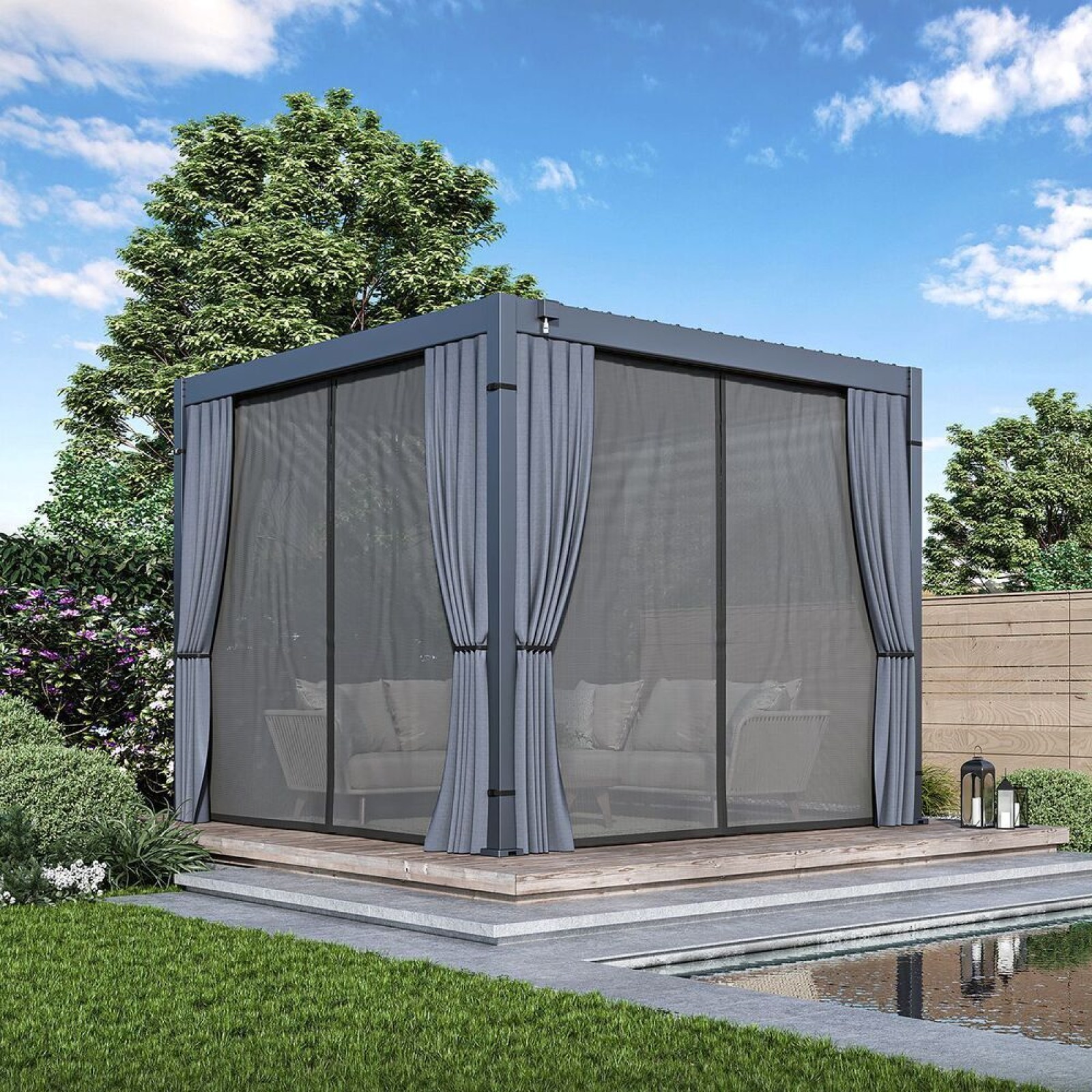 set závěsů a moskytiér pro pergolu ECO 4x3 m