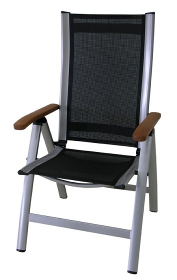 ASS COMFORT zahradn&iacute; polohovac&iacute; křeslo hlin&iacute;kov&eacute; - čern&eacute; + stř&iacute;brn&aacute;