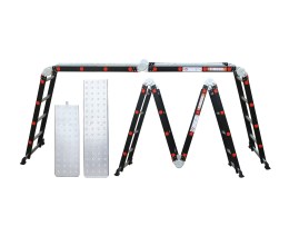 TEXIM Multifunkčn&iacute; hlin&iacute;kov&yacute; žebř&iacute;k 4x4 473 cm NVLG-44 BLACK PREMIUM + kolečka + podl&aacute;žka