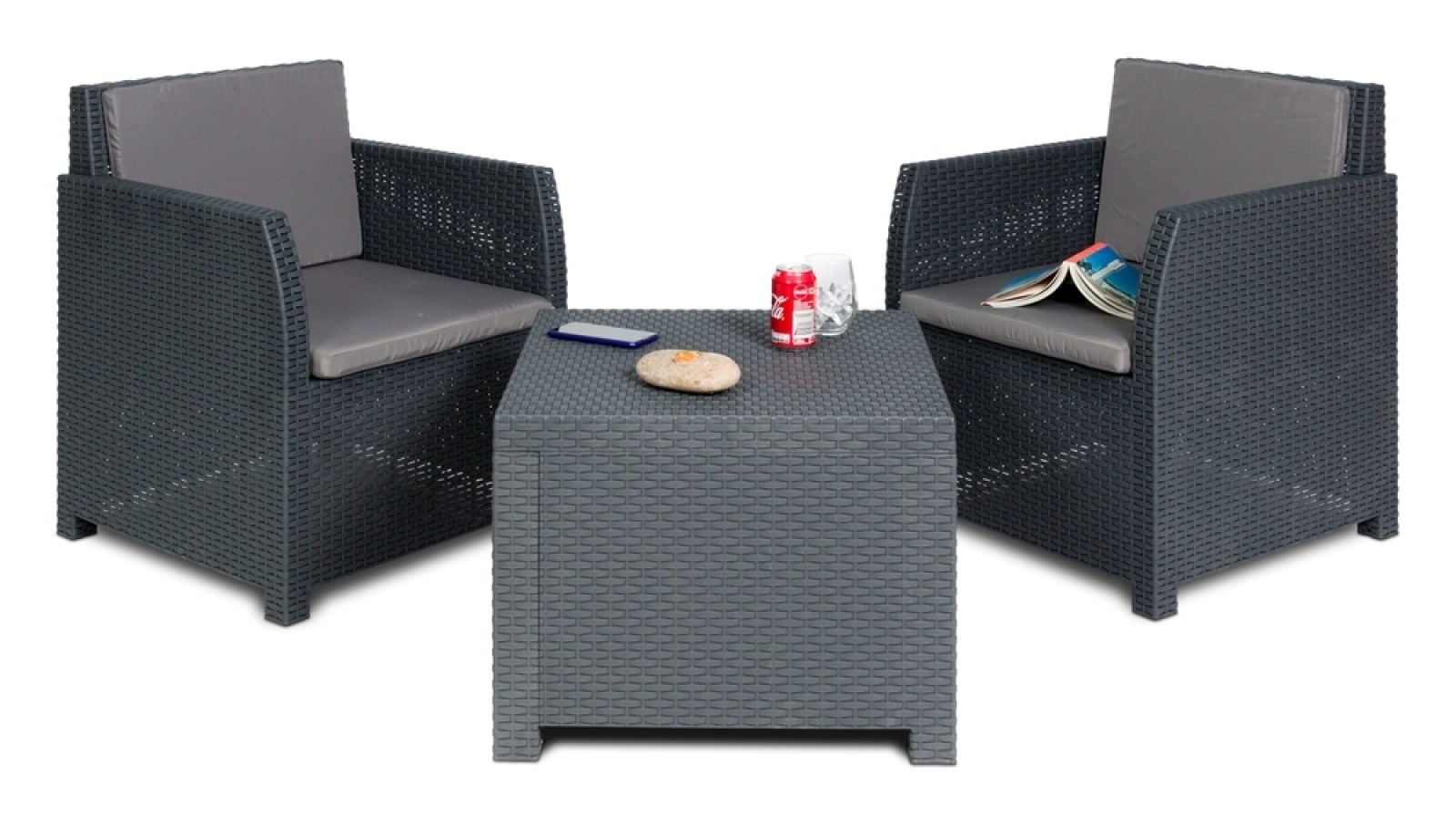 DIANA 2 SEATER zahradn&iacute; plastov&yacute; set - grafit