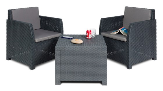 DIANA 2 SEATER zahradn&iacute; plastov&yacute; set - grafit
