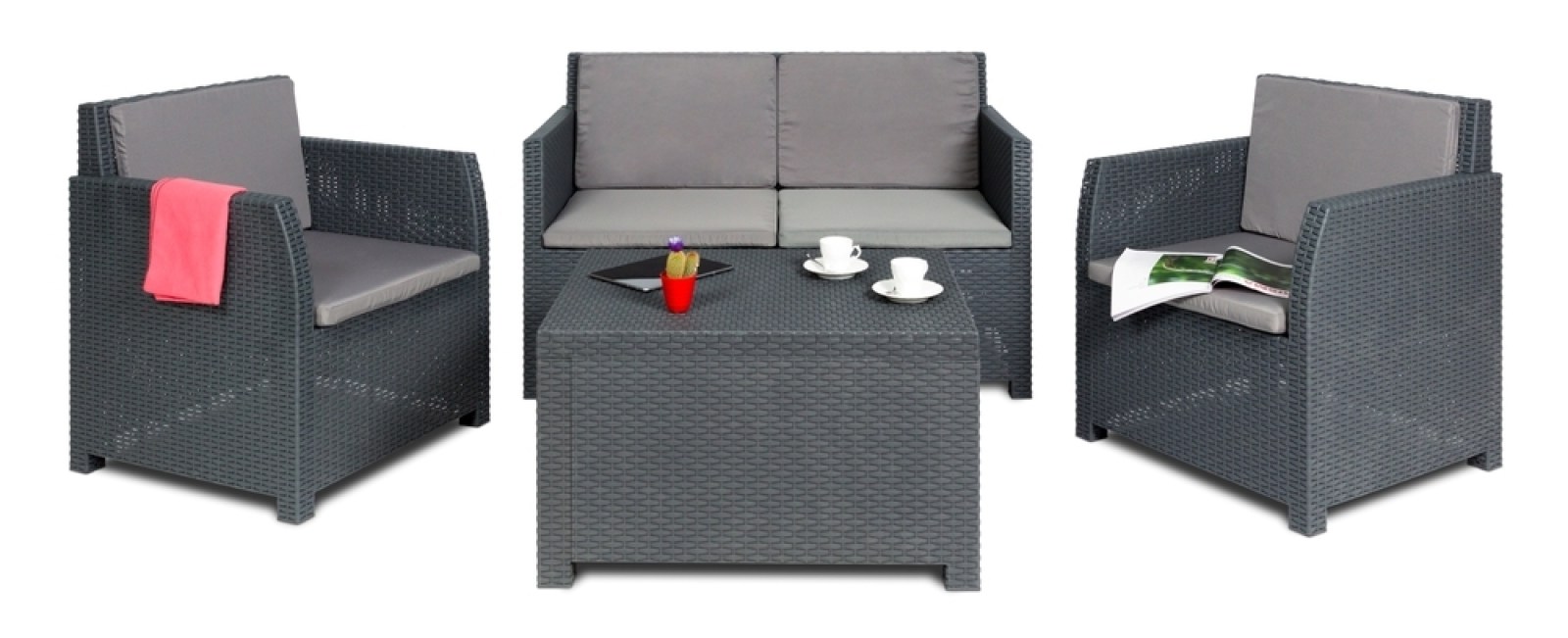 DIANA 4 SEATER zahradn&iacute; plastov&yacute; set - grafit
