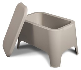 PETRA plastov&yacute; stůl+box - taupe-&scaron;ed&aacute;